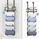 SWTYMIKI Over the Door Towel Rack - 6 Tier Towel Racks for Bathroom Wall Mounted, Towel Holder with Shelf, Hanging Rolled Towel Storage Organizer for Small Bathroom, Camper, RV, Black