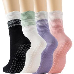 GUUNIEE Pilates & Yoga Socks for Women with Non-Slip Grip for Barre, Ballet,Hospital & Barefoot Workout 2/4 Pairs Breathable (Size 6-10, Black+White+Light Purple+Pink)