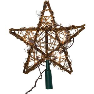 Kurt Adler UL1219/NAT 10 Light Indoor Rattan Natural Star Treetop, 10" tall