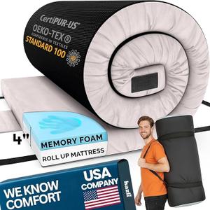 Hazli Matrix Memory Foam Camping Mattress Pad - Roll Up Mattress for Adults - Portable Cot Sleeping Pad for Camping - Floor Mat or Bed Roll for Car, SUV Queen