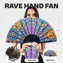 SoJourner Bags Mandala Trippy Wonders Rave Fan - Large Folding Clack Fan for Men and Women - Rave Accessories for EDM, Line Dancing, Cosplay, Concerts and More