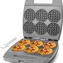 Baker's Friend Multi Mini Waffle Maker Machine, Bake 6 x 3 Inch Small Waffles, Perfect for Families and Individuals Use, Excellent Choice for Breakfast Brunch Parties & Events, Graphite