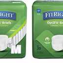 FitRight OptiFit Extra+ Adult Diapers with Leak Stop Guards, Disposable Incontinence Briefs with Tabs, Moderate Absorbency, Medium, 32"-42", 20 Count (Pack of 2)
