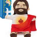 Yelakey Jesus Plush that Breathes, Jesus Stuffed Doll with Glow&Songs, Easter Toy Savior Doll for Church Sunday School Religious Easter Gift for Kids (Brown)