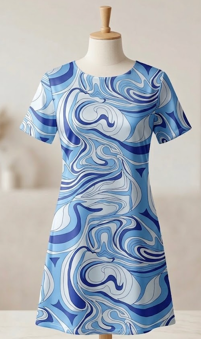 Dynamic Swirls Crewneck Dress Size M