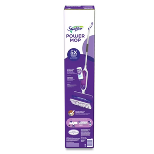 Swiffer 80714901 15.4 in. x 5.3 in. White/Purple Cloth Head PowerMop Starter Kit and 26 in. Silver Aluminum Handle