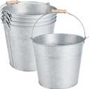 OBTANIM 4 Pack 8 Quart Galvanized Metal Buckets Champagne Drink Cooler Storage Ice Pails with Handle for Plants, Succulents, Party Favors Organizing Home Parties Bar Cooling Supplies