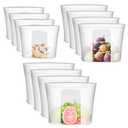 12-Pack Reusable Silicone Food Storage Bags, 100% Silicone Stand-Up Wide-Open Zip-Lock Reusable Storage Bags for Food, Freezer Microwave Oven Dishwasher Safe, Translucent, 4M 4S 4XS