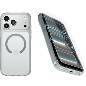 OtterBox iPhone 17 Pro Max (Only) Bundle: Symmetry Series+ Case & Screen Protector - Clear - Snaps to MagSafe - Ultra-Sleek - Raised Edges Protect Camera & Screen - Non-Retail Packaging