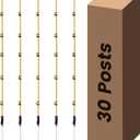Fiberglass Fence Posts 50" - 30 PCS, Electric Fence Posts with Adjustable Clips & Metal Spikes, Step in Fence Post for Patio, Garden, Lawn