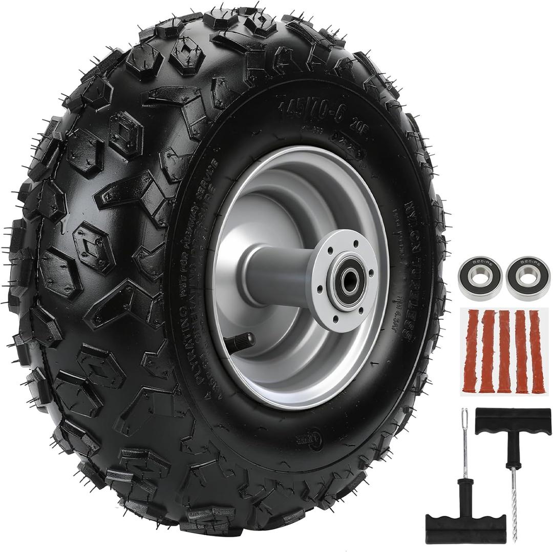 Mini Bike 145/70-6 Tires and Rear Wheels Rims Assembly Kit Replacement for Coleman CT100U CC100X Baja Doodlebug DB30 Motovox MBX10 MBX11 Monster Moto 80cc 105cc Minibike Parts