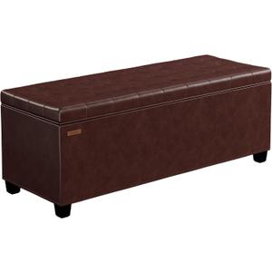 ABHENG Synthetic Leather Metal Frame Storage Ottoman Bench end of Bed Bench with Legs 43.5”W x 15.7”D x 15.7”H Hold up to 770 LB Large Storage Chest Brown UASND624R