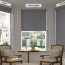 LazBlinds No Drill Blinds for Indoor Windows, Blackout Roller Shades, Cordless Window Blackout Blinds, Thermal Insulated Fabric UV Protection for Home and Office, 29" W x 72" H, Grey