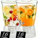 1.6 Gallon Drink Dispenser for Parties, 2 Pack Plastic Beverage Container with Stand for Counter Tops, for Tea,Drinks, Juice, Punch & Water Party Hosting