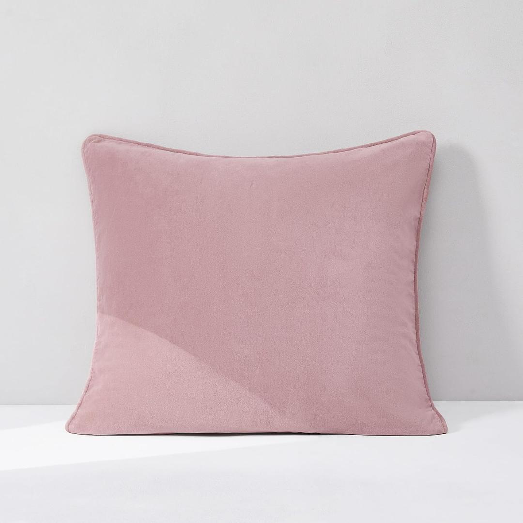 Lush Decor x Chuks Collins Terran Velvet Decorative Pillow Cover Single 22" W x 22" L Dusty Pink - 22x22 Pillow Cover Pink - Velvet Throw Pillows for Bed, Couch or Chair - Luxury Home Decor