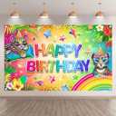 Swepuck 72x43inch Fabric Rainbow Happy Birthday Backdrop Colorful Leopard Wild Cheetah Photography Background Baby Shower Kids Party Decorations Photo Banner Props