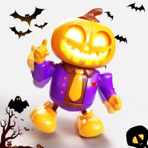 Halloween Pumpkin Dancing Robot Toy  Light-Up Musical Walking Figure, Party Decoration for Boys & Girls Ages 3-8, Fun Holiday Gift