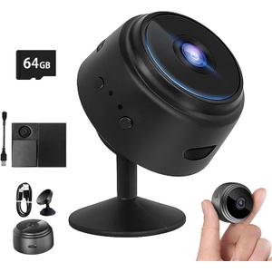 Guardhouse Camera, Guard House Security Camera, 1080p HD Magnetic Mini Wireless WiFi Cameras, with Wide-Angle Lens  Smart Alarm for Home, Door, Garage (1Set, with 64GB)