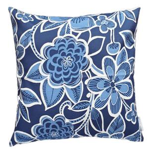 Bold Blue and White Flowers Outdoor Cushion Cover 12"x20" 2 Pack