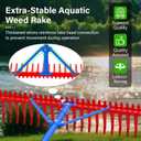 Extra-Large Heavy Duty Lake Weed Rake for Ponds with 9.5" Long Solid Metal Tines, 11FT Commercial-Grade Aquatic Weed Removal Tool,Deep Water Weed Cleaner for Large Aeras,Ergonomic Handle
