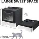 Foldable Cat Litter Box with Lid, Enclosed Potty, Large Top Entry Anti-Splashing Toilet, Easy to Clean Including Litter Scoop and 2-in-1 Cleaning Brush (Black)