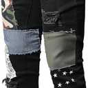 ABSECAI Men's Ripped Jeans Slim Fit Skinny Stretch Jeans Pant (28, Black2 Patch)