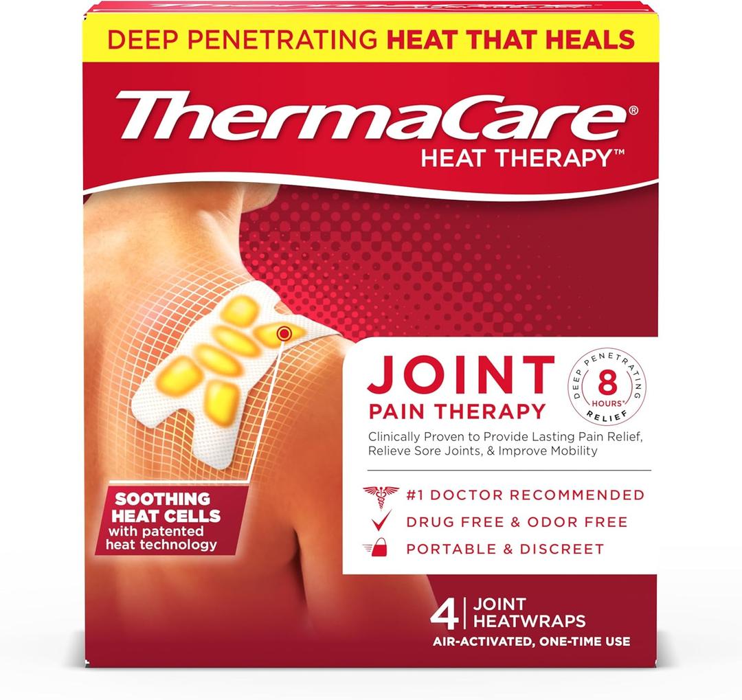 ThermaCare Portable Heating Pads - Adhesive, Disposable HeatWraps for Joint & Muscle Pain Relief - Multi-Purpose, Drug-Free Therapy with Flexible Fit - 4-Count