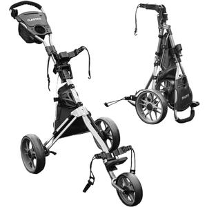 Golf Push Cart 3 Wheel, Folding Golf Cart with Foot Brake,Cooler Bag, Umbrella Holder, Cup Holder, Storage Compartment