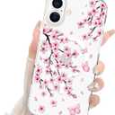 Fiyart Designed for iPhone 16 Plus Case Flowers Design Compatible with MagSafe Wireless Charging,Cute Clear Pink Floral Sakuras Anti-Scratch Phone Cover for Women Girls 6.7"-Transparent