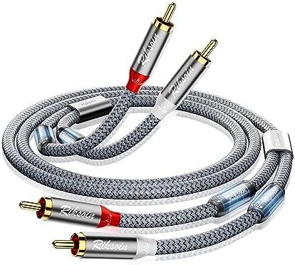RCA Cable-4Pack RCA Male to RCA Male Stereo Audio Cable with Magnetic Ring Supports[Hi-Fi,Shielded]Braided Auxiliary Audio Cord for Home Theater,HDTV,Amplifiers,Hi-Fi Systems,Speakers -4 Feet
