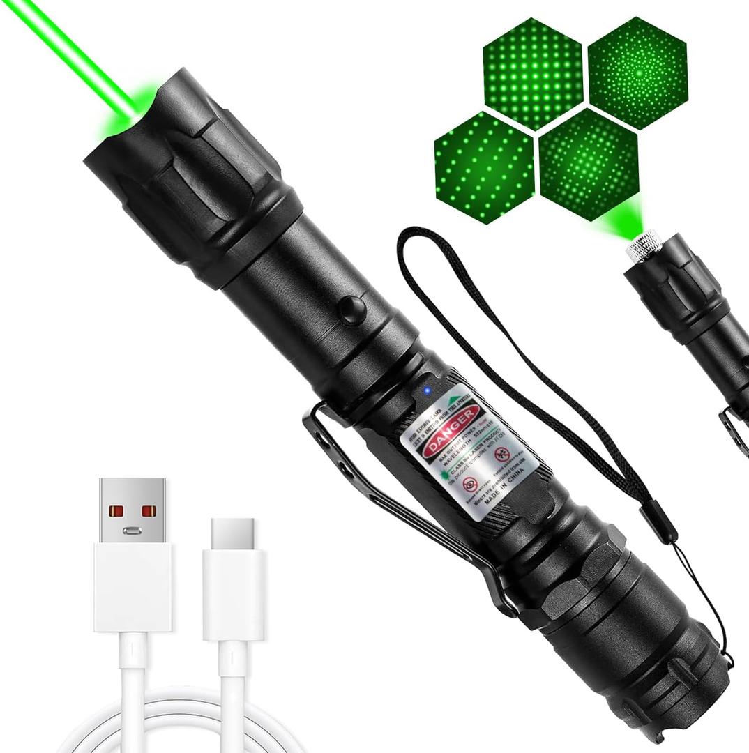 [Professional] Rechargeable Green Line Light Flashlight Long Distance Range for TV/LED/LCD Screens Tactical Flashlights Presentation Office/Outdoors/Astronomic/Construction [002]