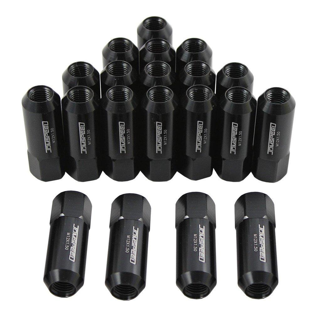 JDMSPEED Black 60MM Aluminum Extended Tuner Lug Nuts Replacement for Wheel Rims M12X1.5 20PCS