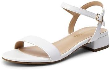 DREAM PAIRS Women Black White Nude Clear Sandals Low Heel Dressy Sandals Ankle Strap Open Toe Chunky Block Heeled Summer Classic Comfortable Flat Shoes, Size 11