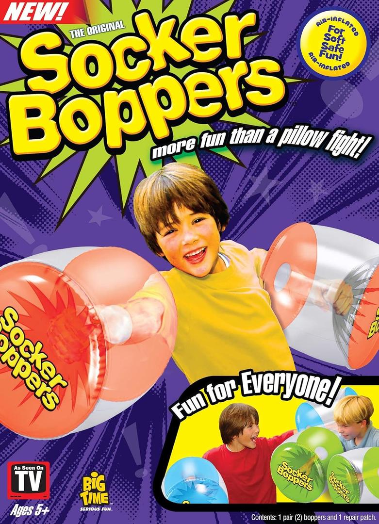 Socker Boppers Inflatable Boxing Pillows - One Pair Boppers Clear, Box and Bop, Durable Vinyl, Active Outlet that aids in Agility, Balance and Coordination, Safe Fun Indoor or Out, Great Gift
