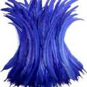 THARAHT 50PCS Rooster Coque Tail Feathers Bulk Natural 12-14Inch 30-35cm for Crafting Wedding Fly Tying Feather Party Performances DIY Decoration Rooster Tail Feather,Blue
