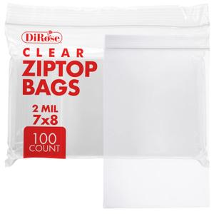 Dirose 7" x 8" Clear Reclosable Poly Bags  Pack of 100, 2 Mil Thickness  Resealable Plastic Zip Bags for Snacks, Hardware, Arts & Crafts, and Storage