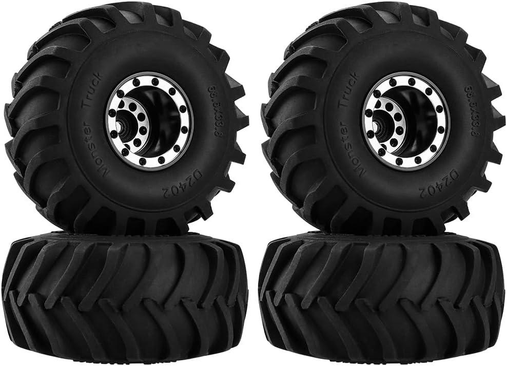 GLOBACT Aluminum Monster Truck RC Wheel Tires 68 * 33mm for 1/24 AXIAL SCX24 FMS FCX24 RC Crawler Car Upgrade Accessories (4Pcs Black) GLOBACT Aluminum Monster Truck RC Wheel Tires 68 * 33mm for 1/24 AXIAL SCX24 FMS FCX24 RC Crawler Car Upgrade Accessories (4Pcs Black)