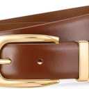 WHIPPY Women's Leather Belts for Jeans Pants Fashion Ladies Belt Gold Buckle Belts for Women (2-brown)