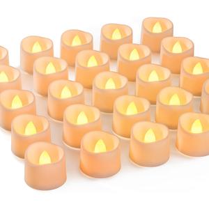 Homemory 48-Pack Novelty Flickering Flameless Tea Lights Candles, 200+Hours Battery-Operated LED Fake Candles for Wedding Table Centerpieces,Proposal,Anniversary, White Base, 1.5''xH1.3 (Bright Amber Glow, White Base)