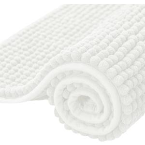 SUBRTEX Bathroom Rugs Chenille Bath Rug Soft Short Plush Bath Mat Soft Shower Mat Water Absorbent Shower Mat Quick Dry Machine Washable(White 36"x24") (36" x 24")