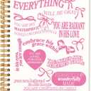 2 x Coquette Pink Bow Christian Spiral Notebook, Inspirational Bible Verse Journal Notebooks for Note Taking, Preppy Girly Pink Scripture Prayer Journal for Woman, Hardcover Notebook 5.5x8.3