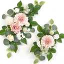 WEIERYUE(Pack of 2) Artificial Flowers Decorations,Artificial Arch Backdrop Garlandfor Ceremony Party Reception Entrance Welcome Easel Door Floral Decor Wall Home Entryway Outdoor(Ash Powder)