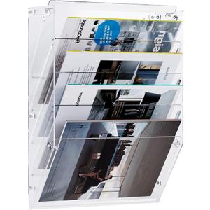 TQVAI Acrylic Hanging Wall File Organizer, 5 Tier Clear Mail Document Paper Storage Holder, Office Homeschool Wall Organization for Magazine, Bill, Letter, Brochures, Clipboard