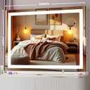 Vanity Mirror with Lights, 40" x 29" LED Makeup Mirror with 10X Magnification, Dimmable 3 Modes, Memory Function, Smart Touch, USB Charging Port, Lighted Makeup Mirror Square White