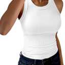 GKBK Womens Tank Tops High Neck Sleeveless Ribbed Tank Casual Basic Thick Strap Slim Fitted Racerback Shirts, Small