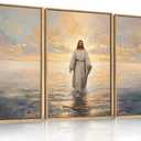 Large Jesus Christian Framed Canvas Wall Art Set,Bible Stories Faith Wall Decor,Vintage Modern Artwork for Living Room,Bedroom,Dining Room,Office -16"x24"x3