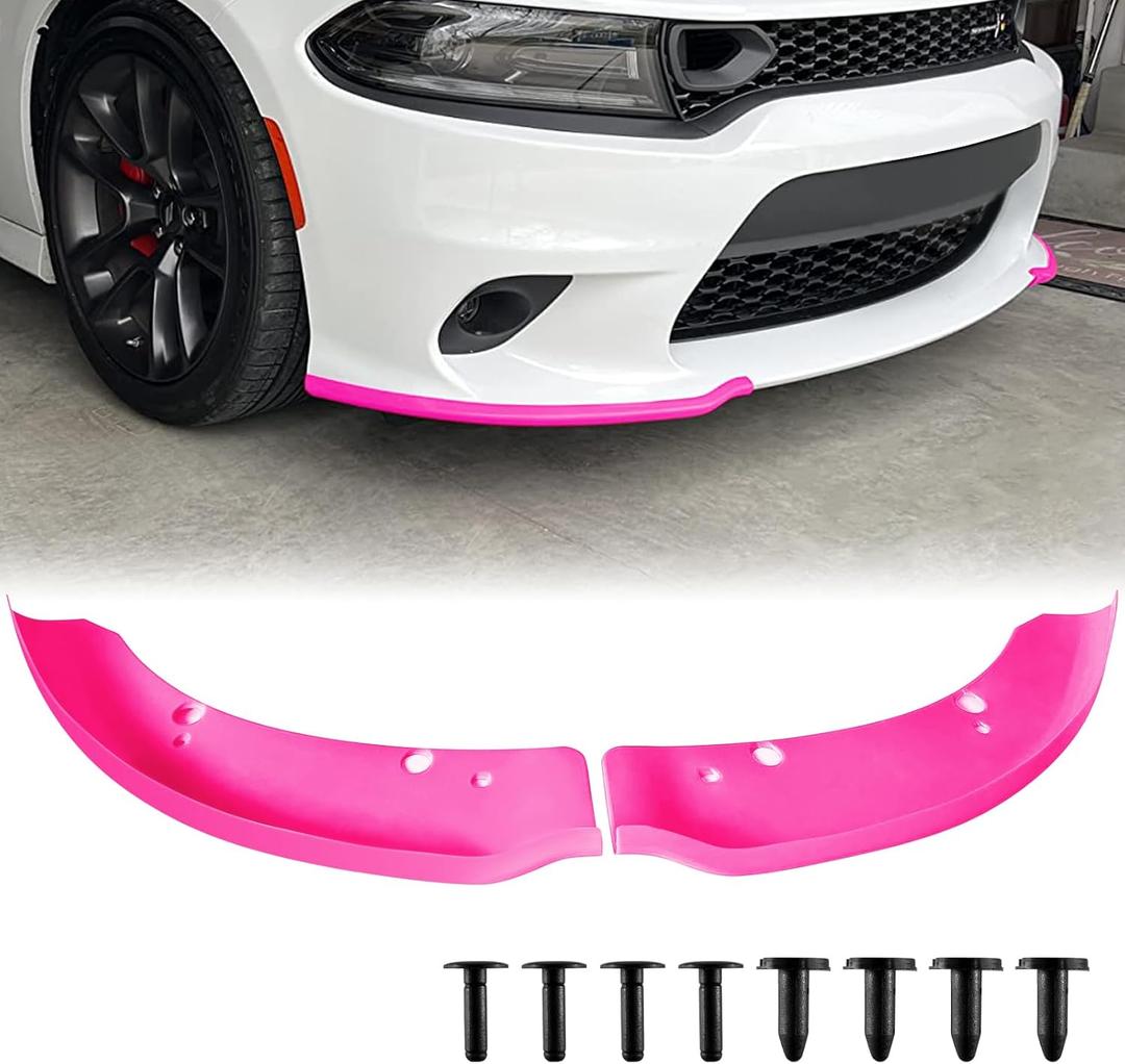 Front Bumper Lip Splitter Protector, Dodge Front Splitter Dedicated to 2015-2023 Dodge Charger SRT 392/Scat Pack/RT Scat Pack 2019-2023 Charger GT/RT (Pink)
