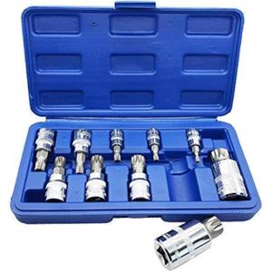 XZN Triple Square Spline Bit Socket Set 12 Point Tamper Proof 1/2 1/4 and 3/8 Inch Drive,4mm-18mm,S2 Steel,10 Pieces