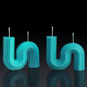Tondiamo 2 Pcs Valentine's Candles Twist Aesthetic Candles Cool S Shape Minimalist Geometric Shaped Soy Wax Scented Art Decorative Handmade for Wedding Birthday Valentine Gift(Turquoise)