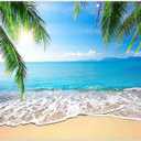 ZTHMOE 10x8ft Fabric Summer Hawaii Beach Photography Backdrop Tropical Seaside Palm Trees Background Luau Aloha Baby Shower Party Decoration Banner Photo Booth